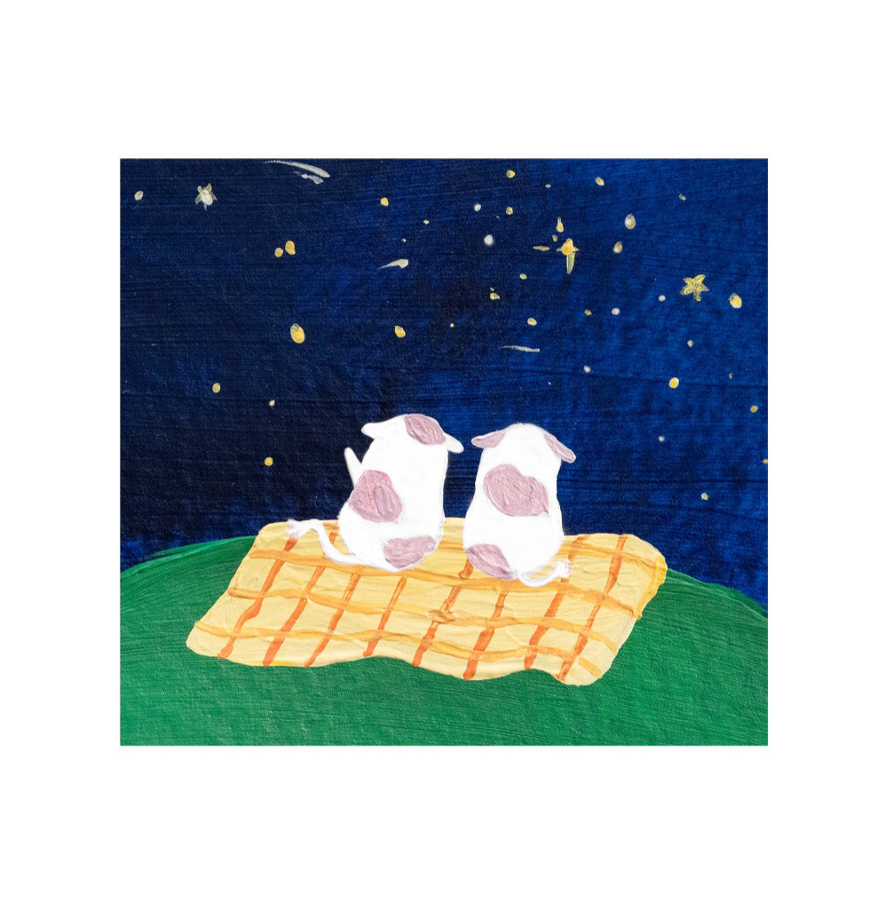 Stargazing Pink Cows Vinyl Sticker - Matte