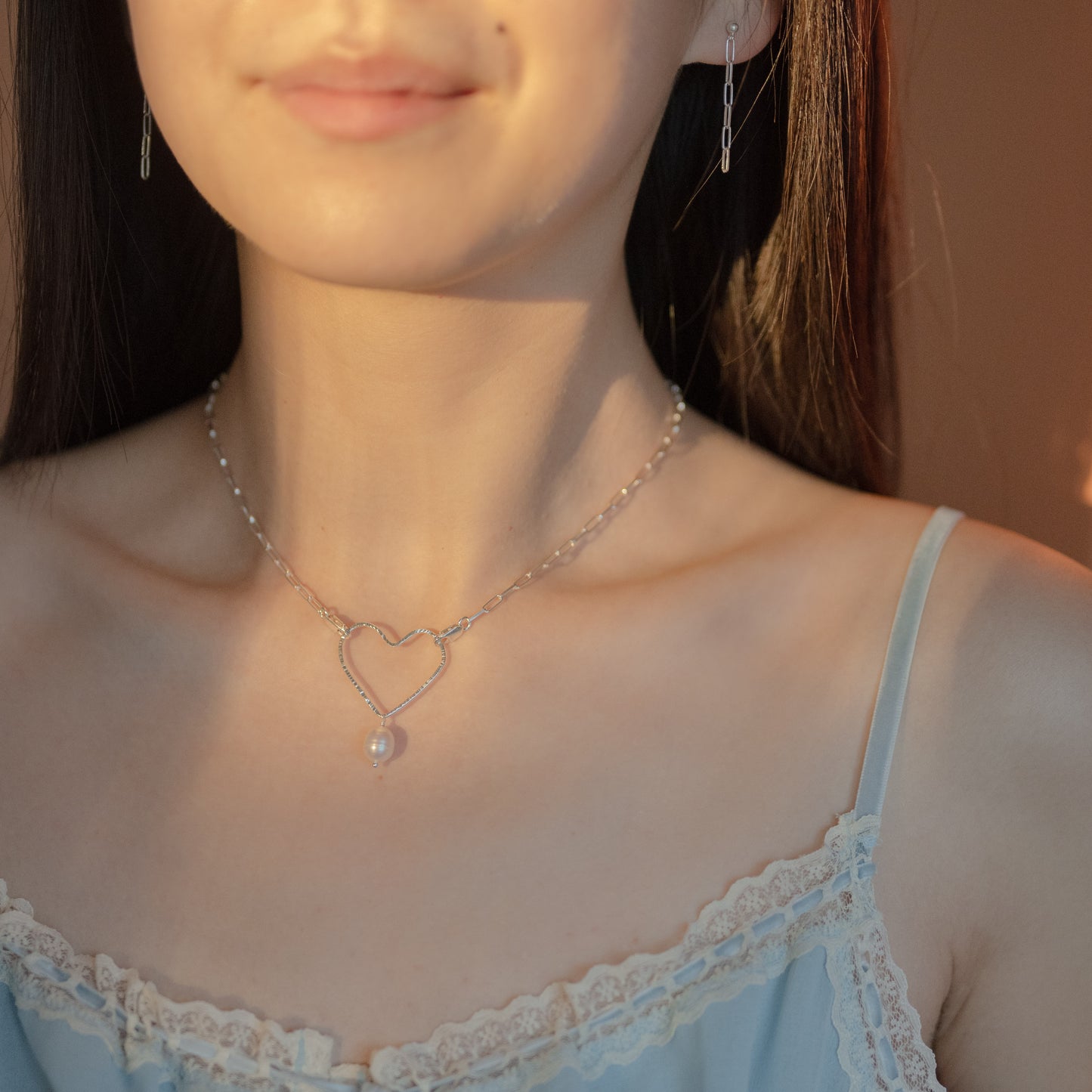2-in-1 Heart with Pearl Necklace