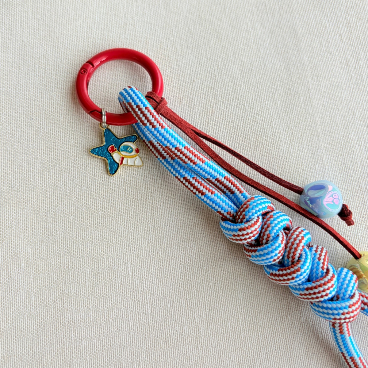 Hand-knotted Paracord Bag Charm With Astronaut Enamel Charm