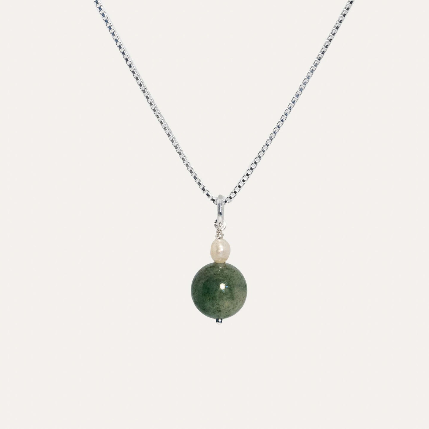Amazonite + Rice Pearl Pendant Necklace