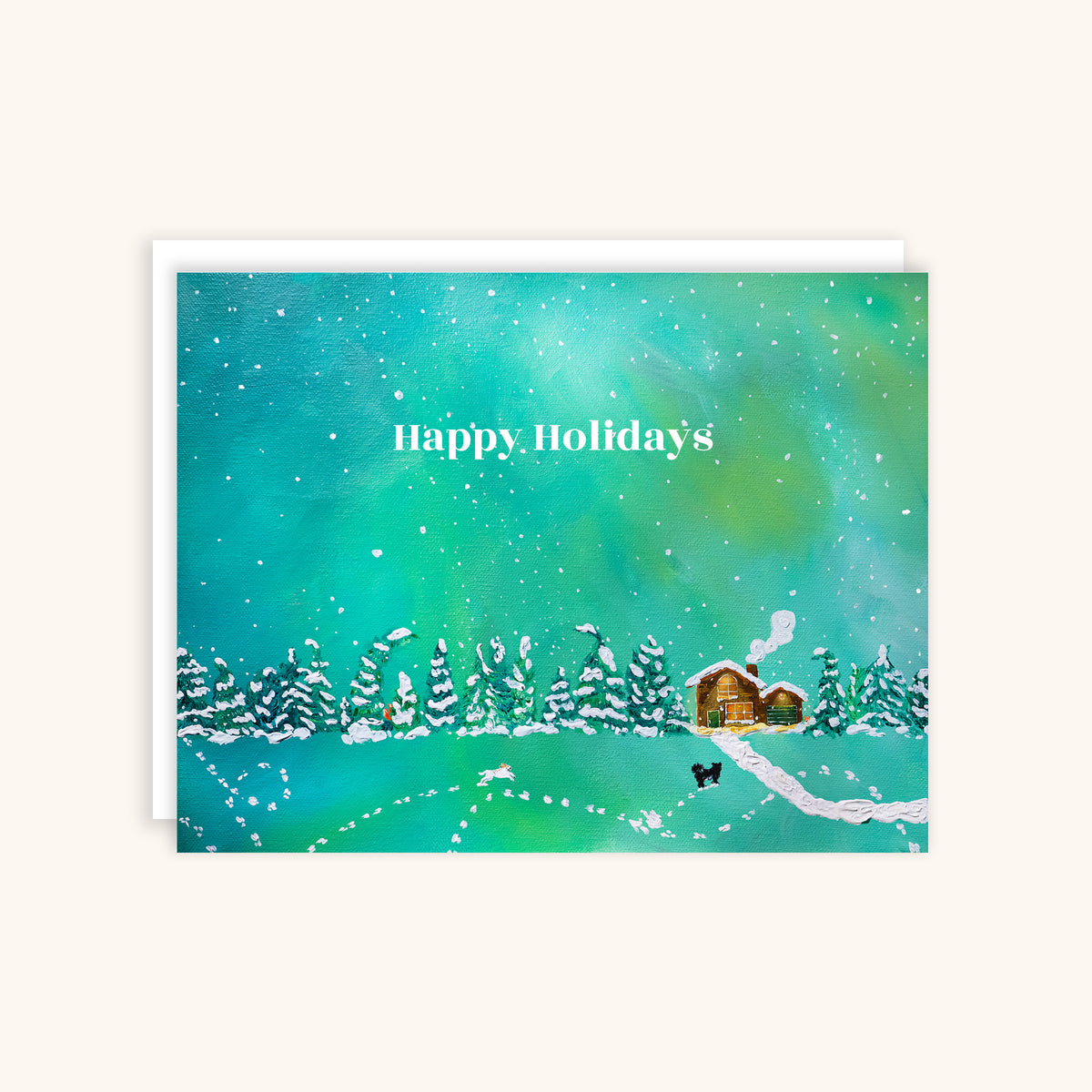 Happy Holidays Snow Landscape Greeting Card