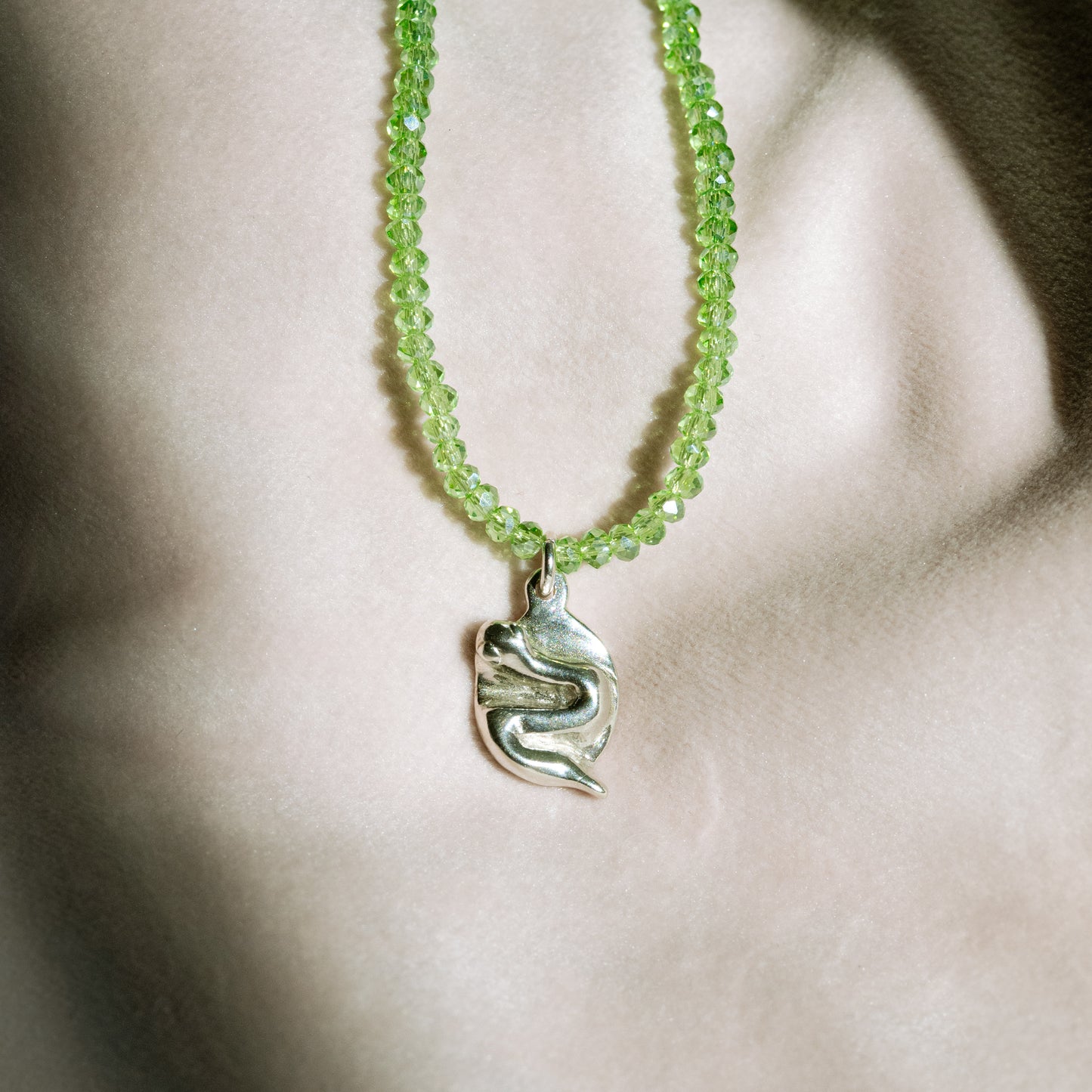 Beaded Snake Charm Necklace