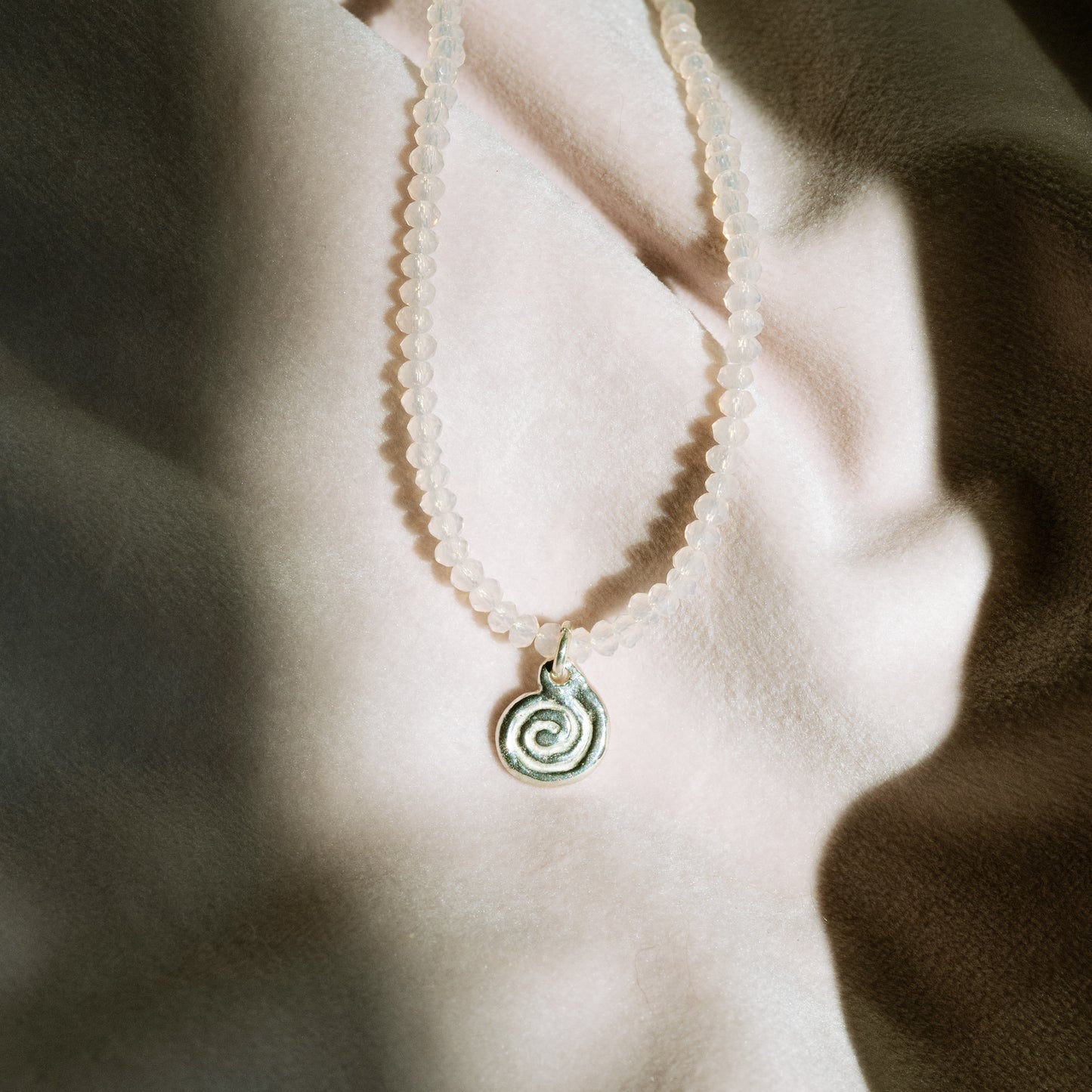 Beaded Spiral Charm Necklace