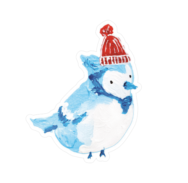 Blue Jay With Hat Vinyl Sticker - Matte