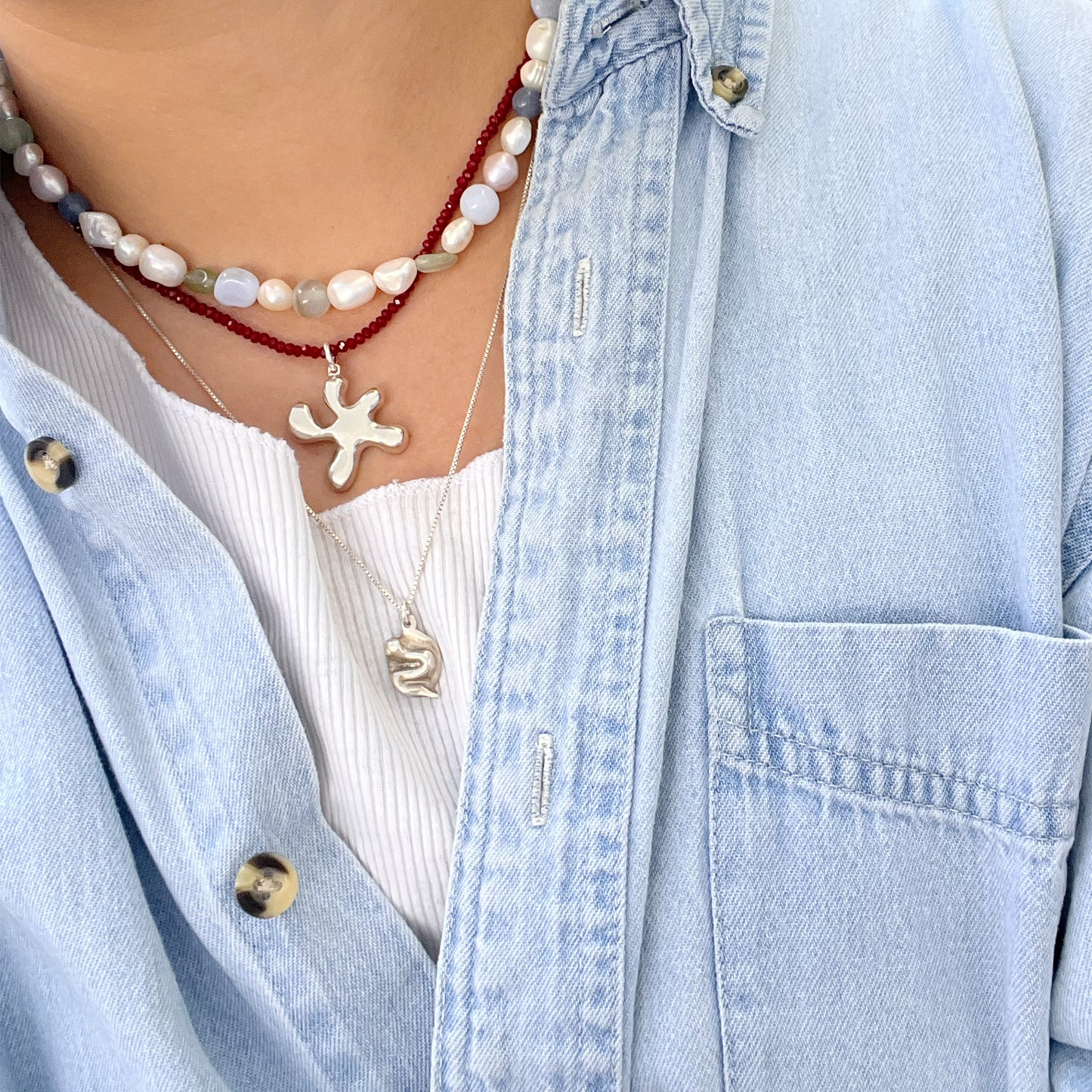 Beaded Splatter Charm Necklace