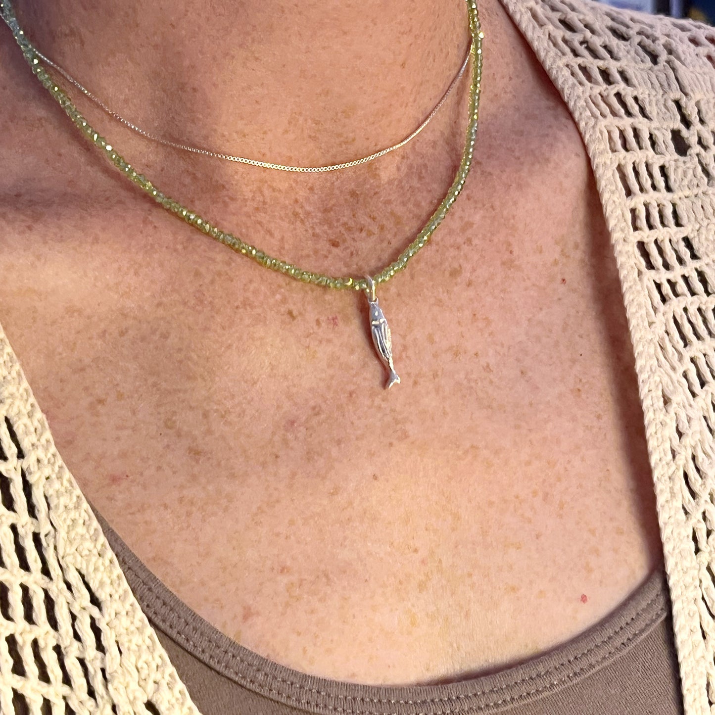 Beaded Fish Charm Necklace