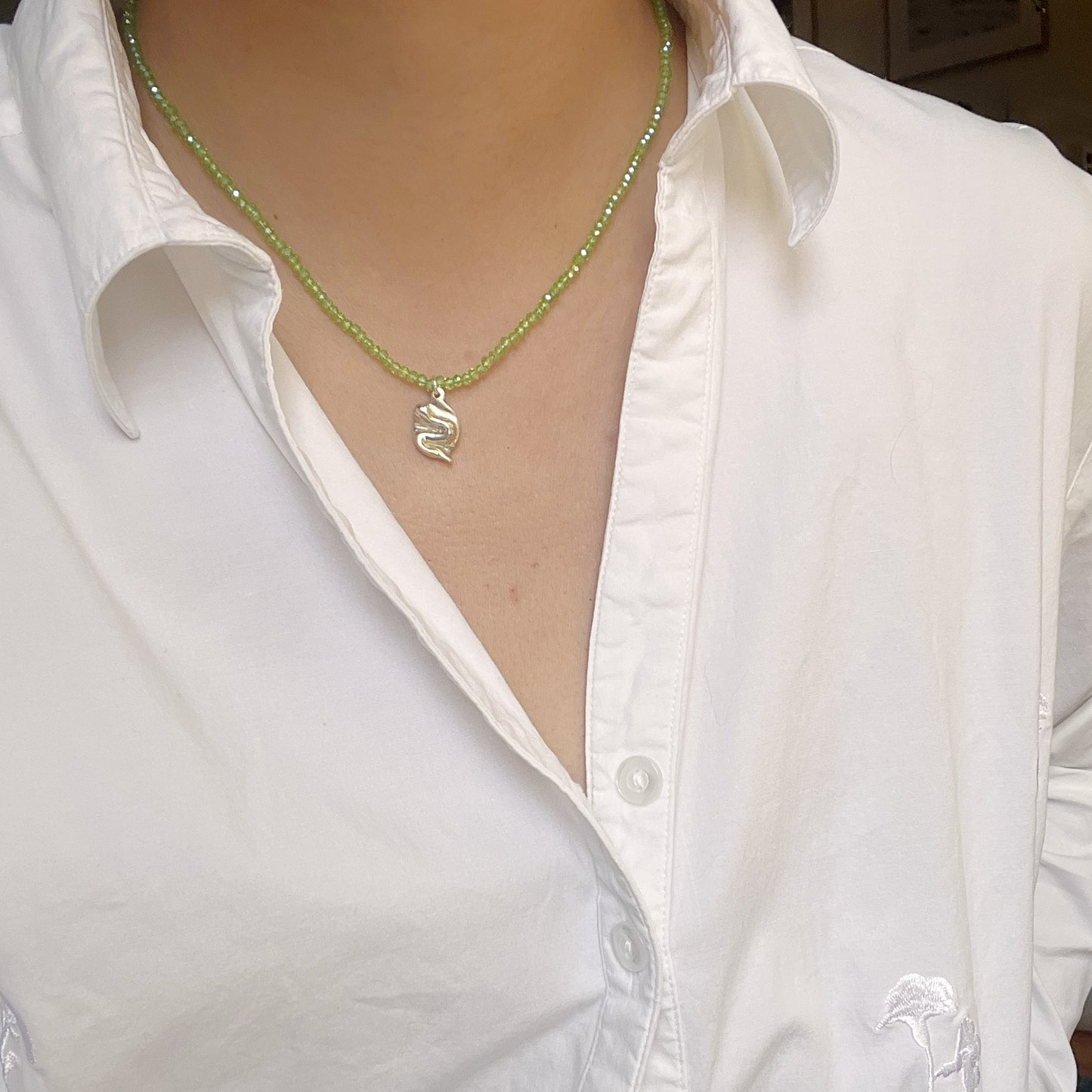 Beaded Snake Charm Necklace