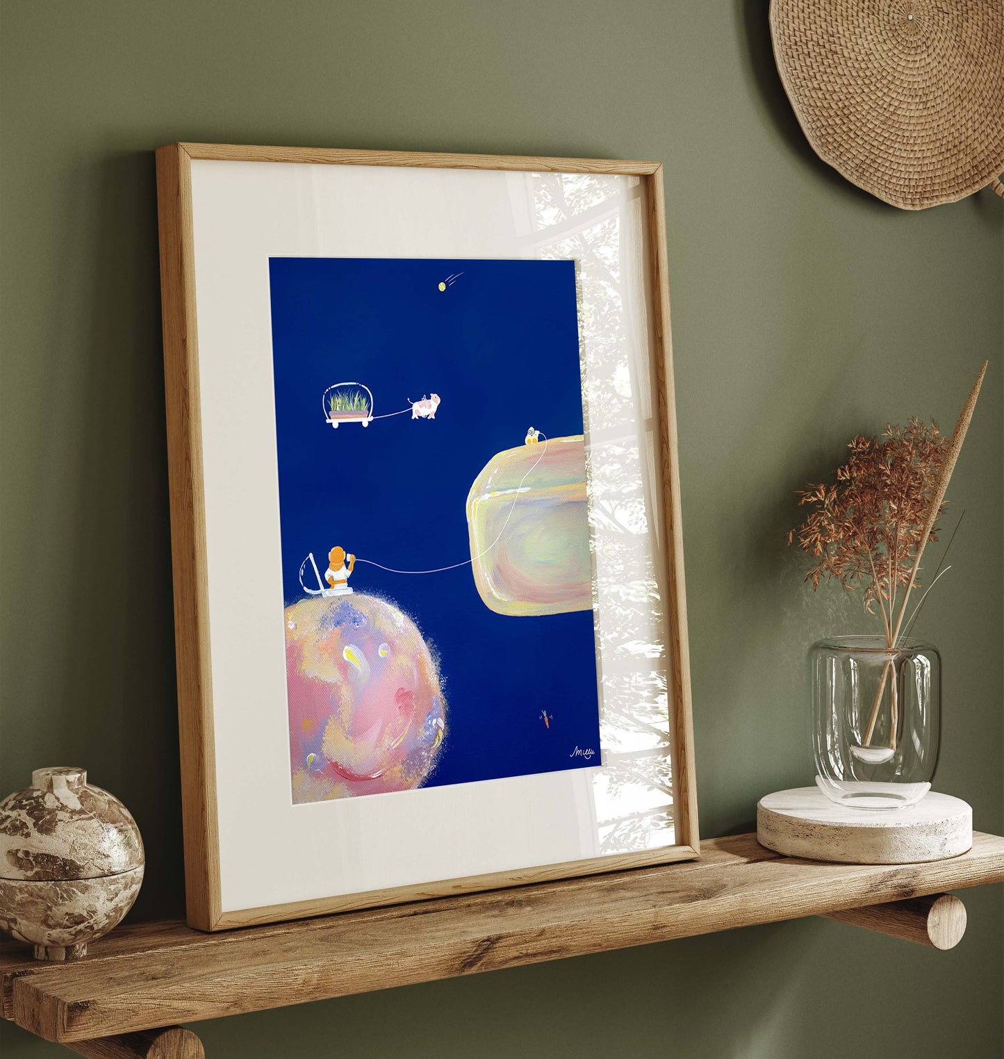 Pink Space Cow No.1 Art Print