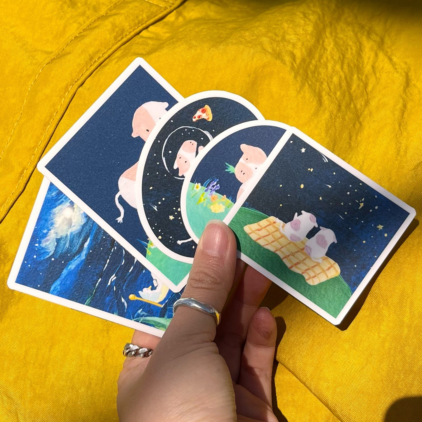 Duck Reading Under The Moonlight Vinyl Sticker - Matte