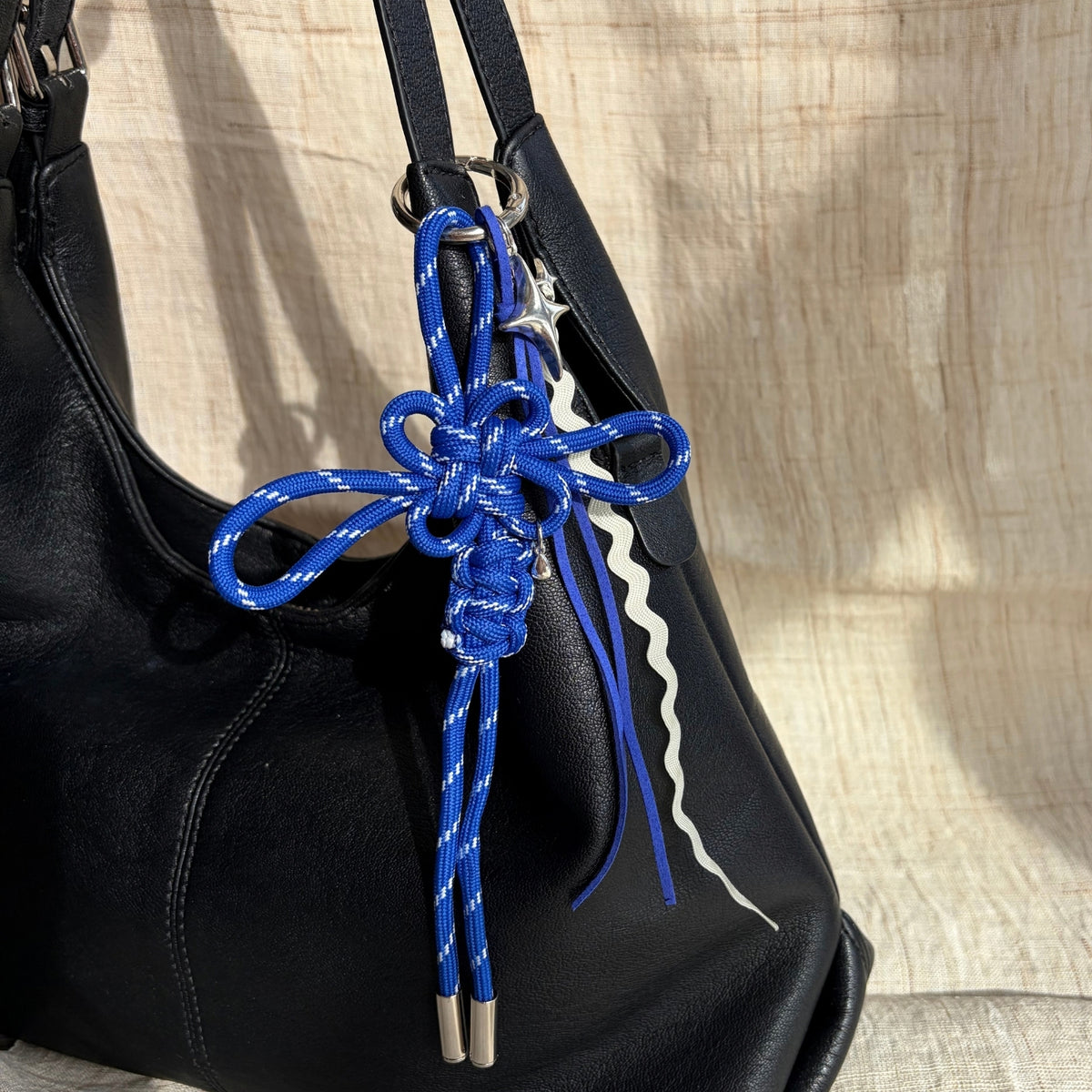 Auspicious Hand-knotted Bag Charm - Cobalt Blue + Star Charm