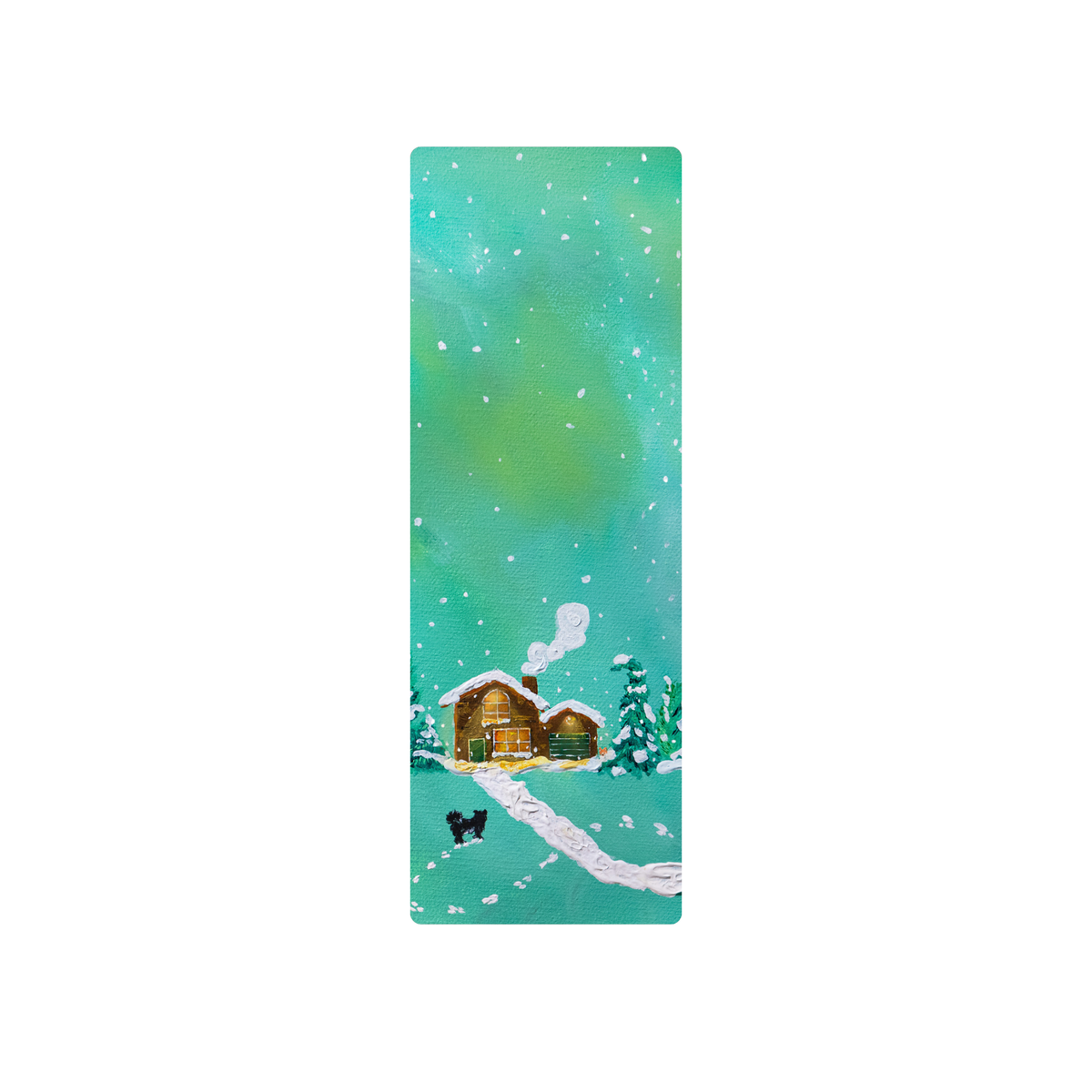 Snowy Cabin Bookmark With Ribbon