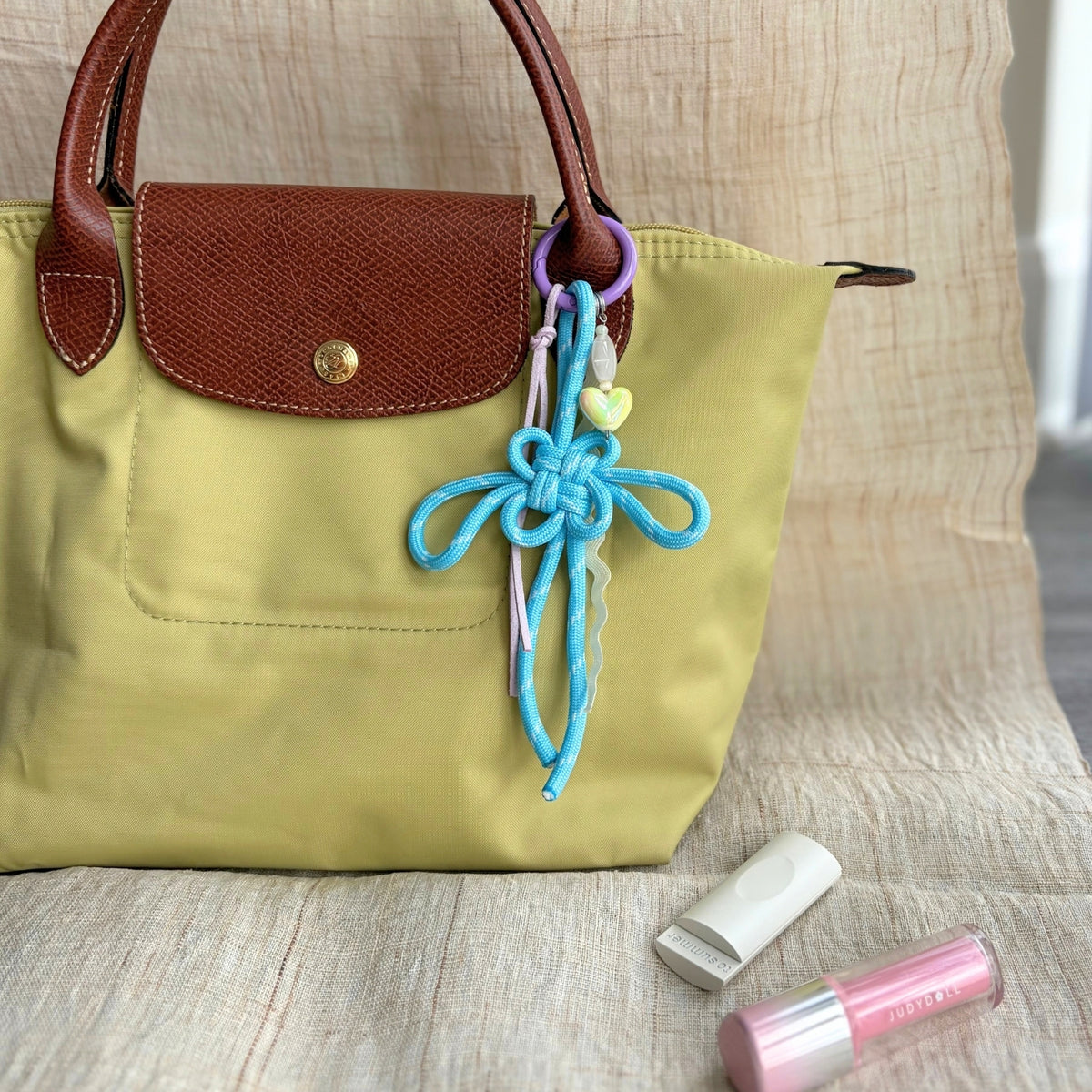Auspicious Hand-knotted Bag Charm - Light Blue