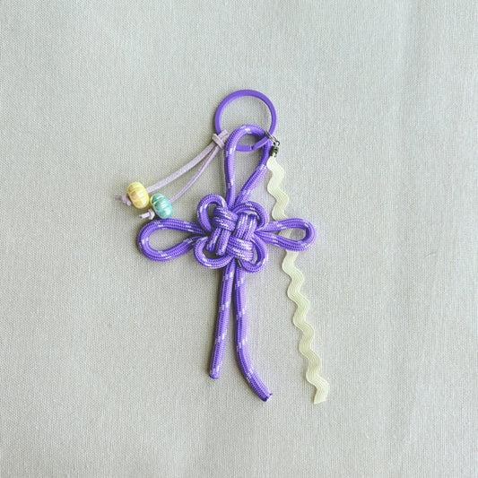 Small Auspicious Hand-knotted Bag Charm/Keychain - Purple