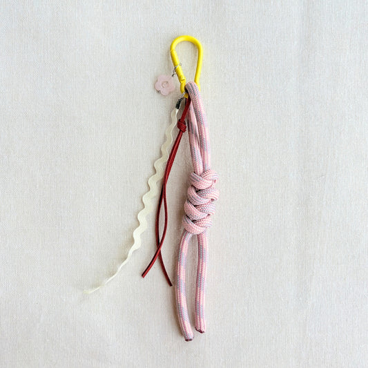 Hand-knotted Paracord Bag Charm - Pink + Yellow