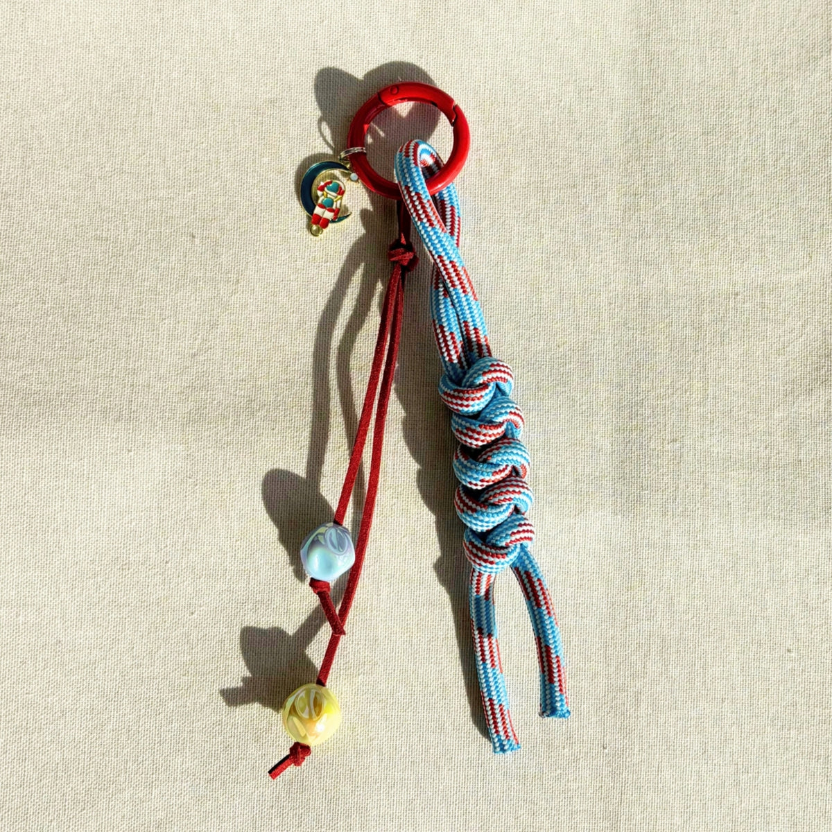 Hand-knotted Paracord Bag Charm With Astronaut Enamel Charm
