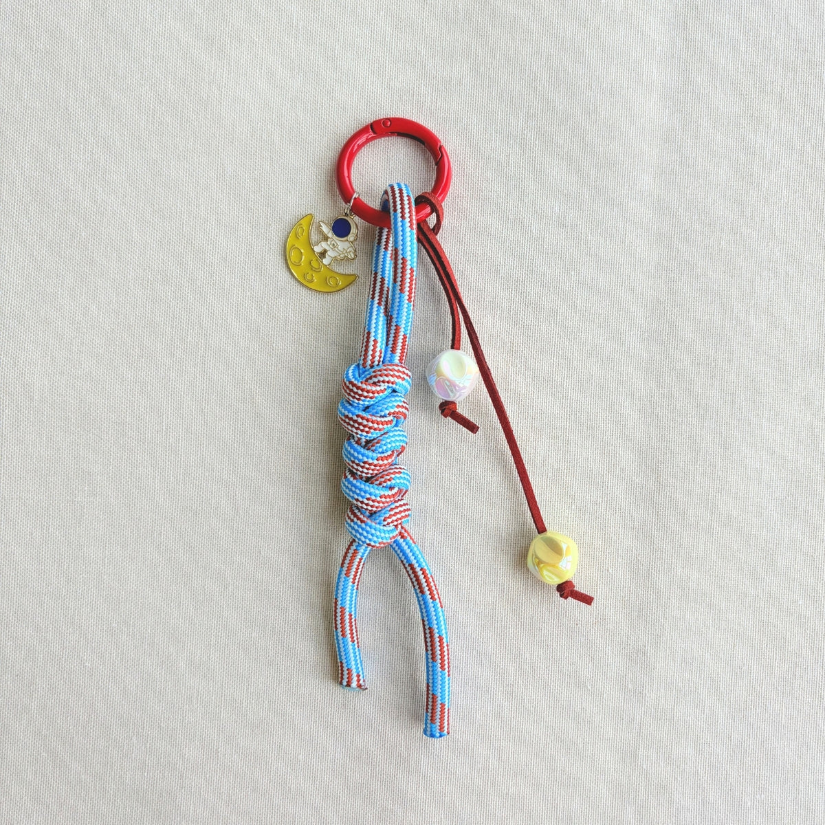 Hand-knotted Paracord Bag Charm With Astronaut Enamel Charm