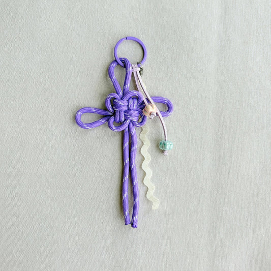 Auspicious Hand-knotted Bag Charm/Keychain - Purple