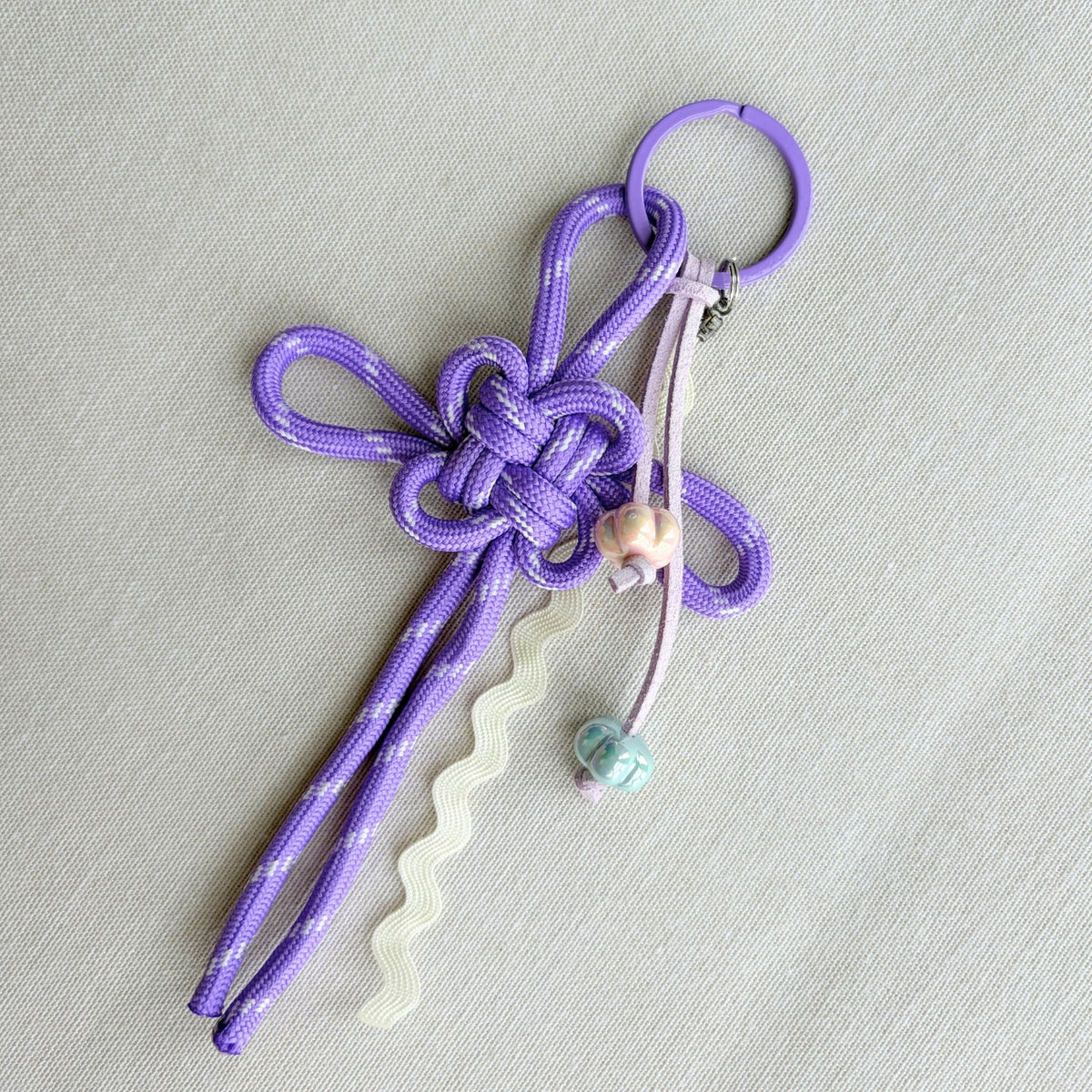 Auspicious Hand-knotted Bag Charm/Keychain - Purple