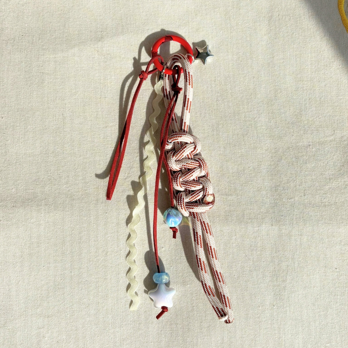 Hand-knotted Paracord Bag Charm With Star Charm