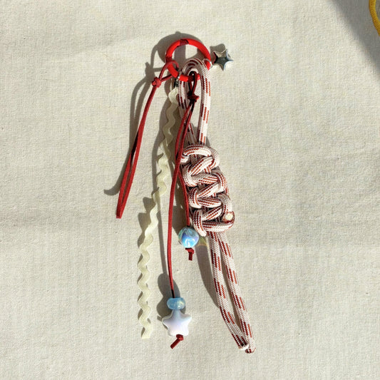 Hand-knotted Paracord Bag Charm With Star Charm