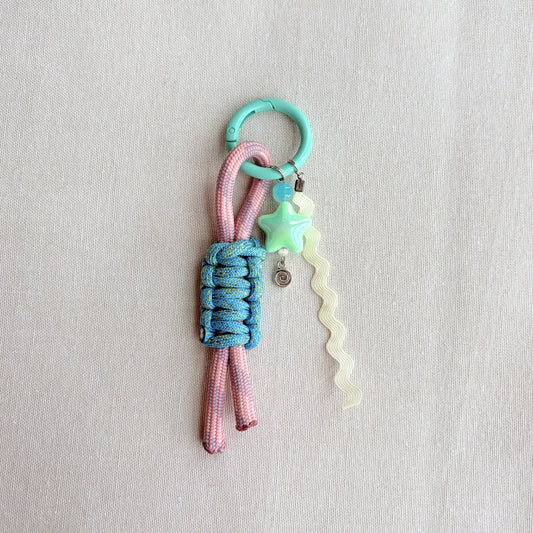 Small Hand-knotted Paracord Bag Charm With Star Bead