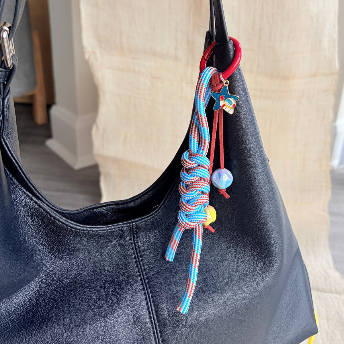 Hand-knotted Paracord Bag Charm With Astronaut Enamel Charm