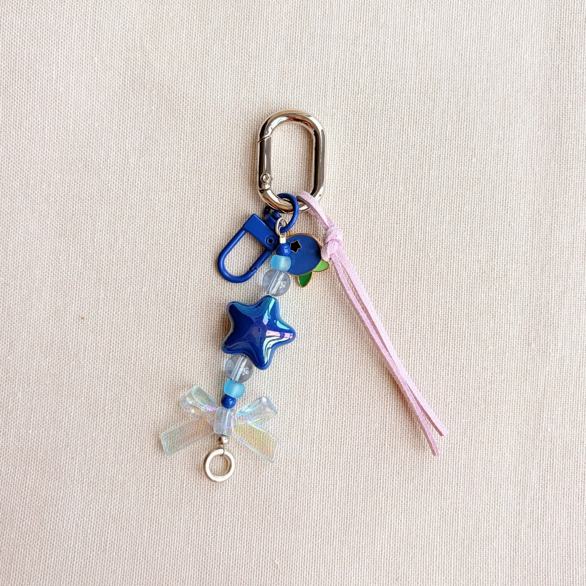 Blueberry Theme Keychain With Multi Beads