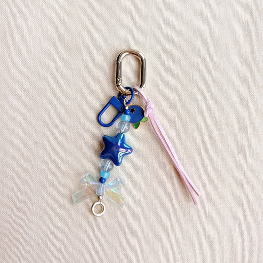 Blueberry Theme Keychain With Multi Beads