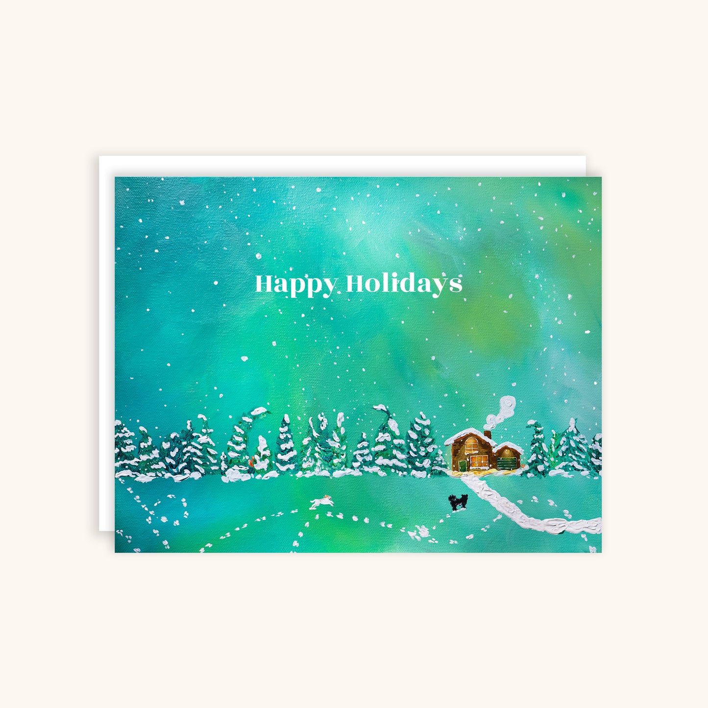 Happy Holidays Snow Landscape Greeting Card