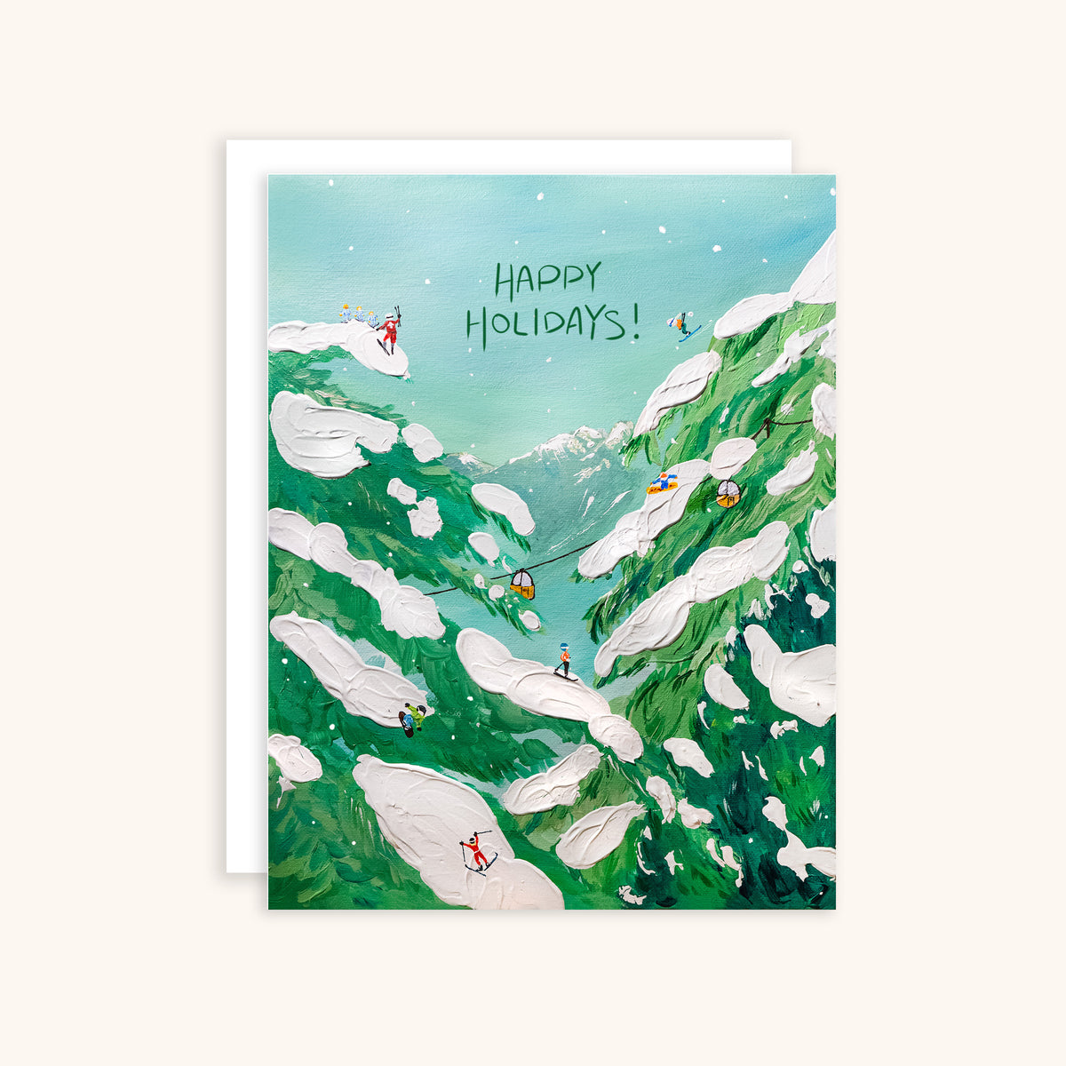 Happy Holidays Alpine Ski Greeting Card