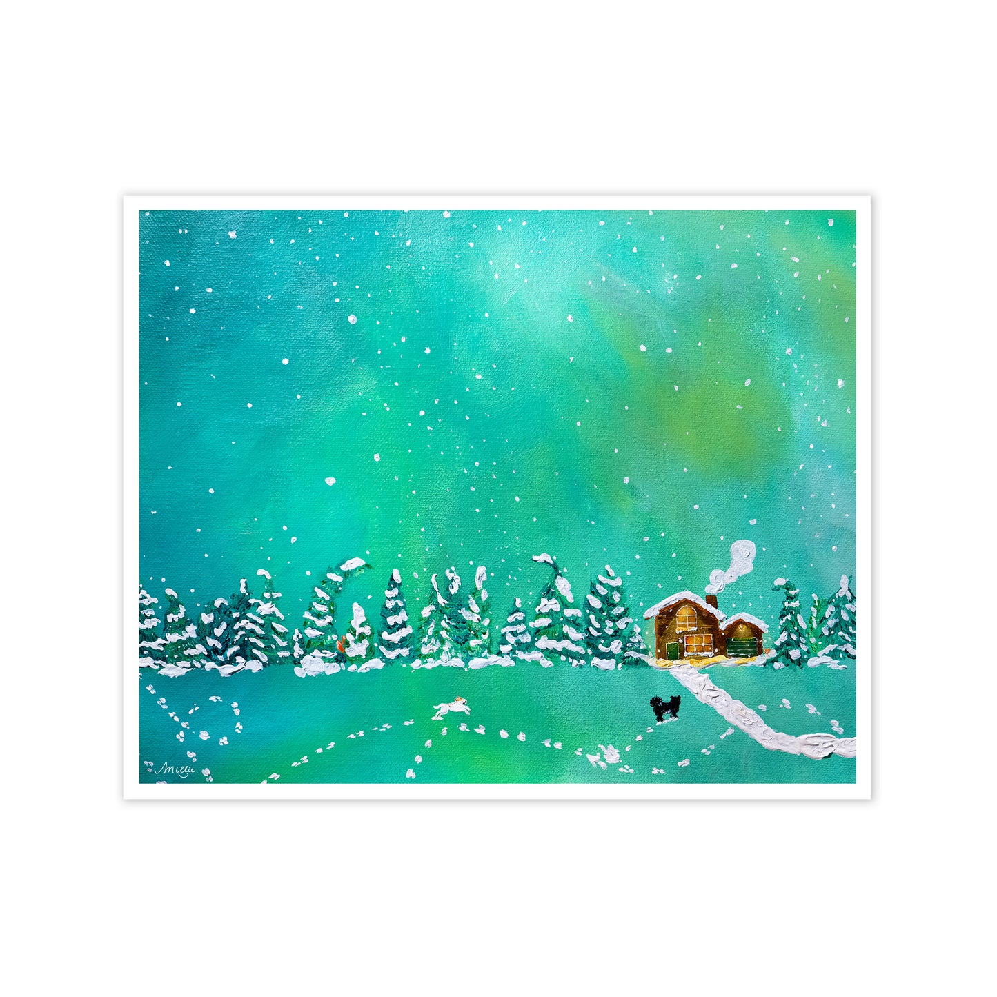 Snowy Cabin Art Print