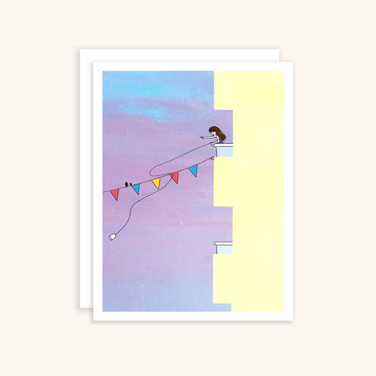 Building With Girl Greeting Card