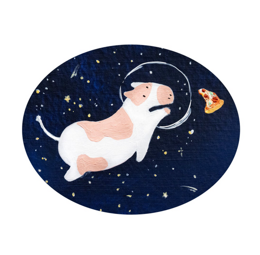Flying Cow with Pizza Vinyl Sticker - Matte