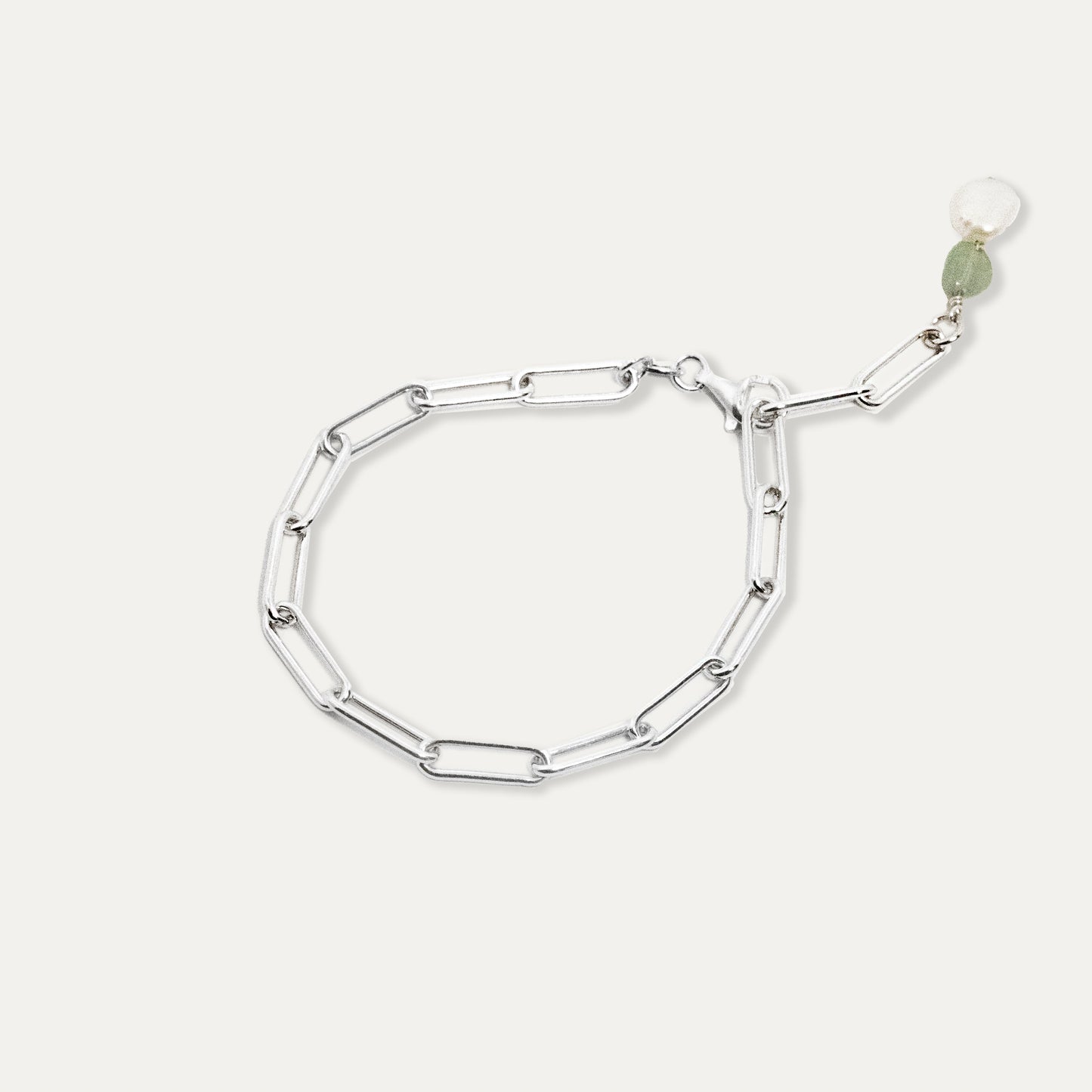 Solid Chainlink Bracelet - Pearl + Aventurine