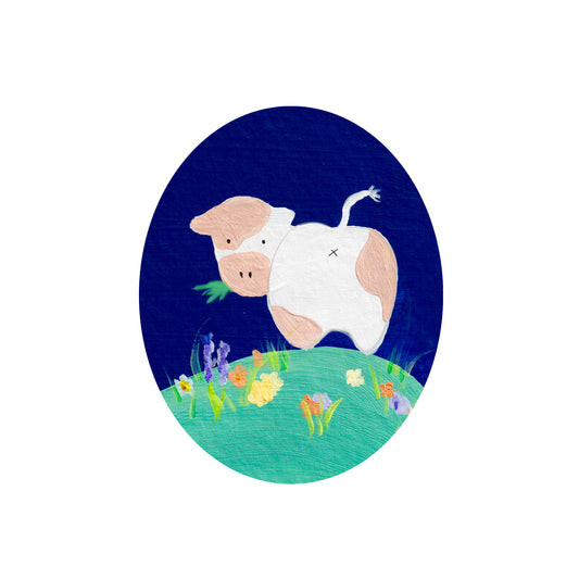 Pink Cow Oval Vinyl Sticker - Matte