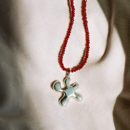 Beaded Splatter Charm Necklace