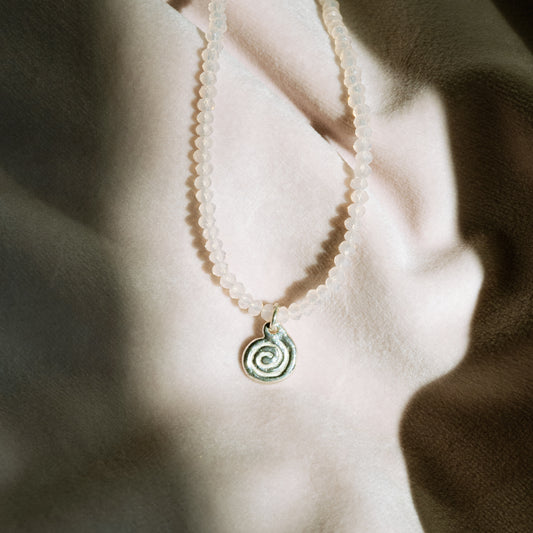 Beaded Spiral Charm Necklace