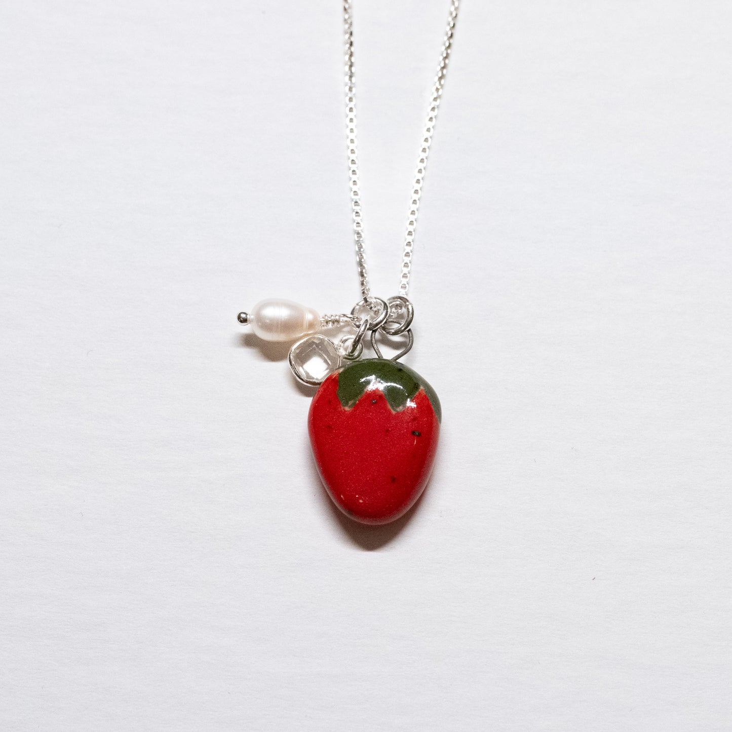 Ceramic Strawberry Pendant Necklace