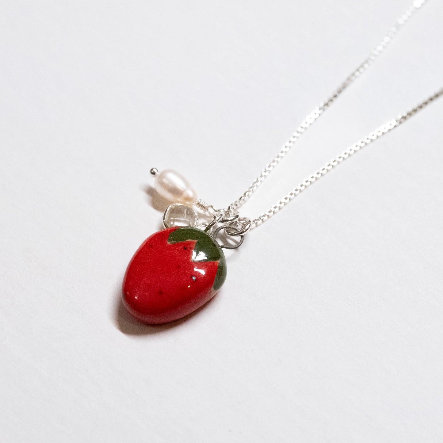 Ceramic Strawberry Pendant Necklace