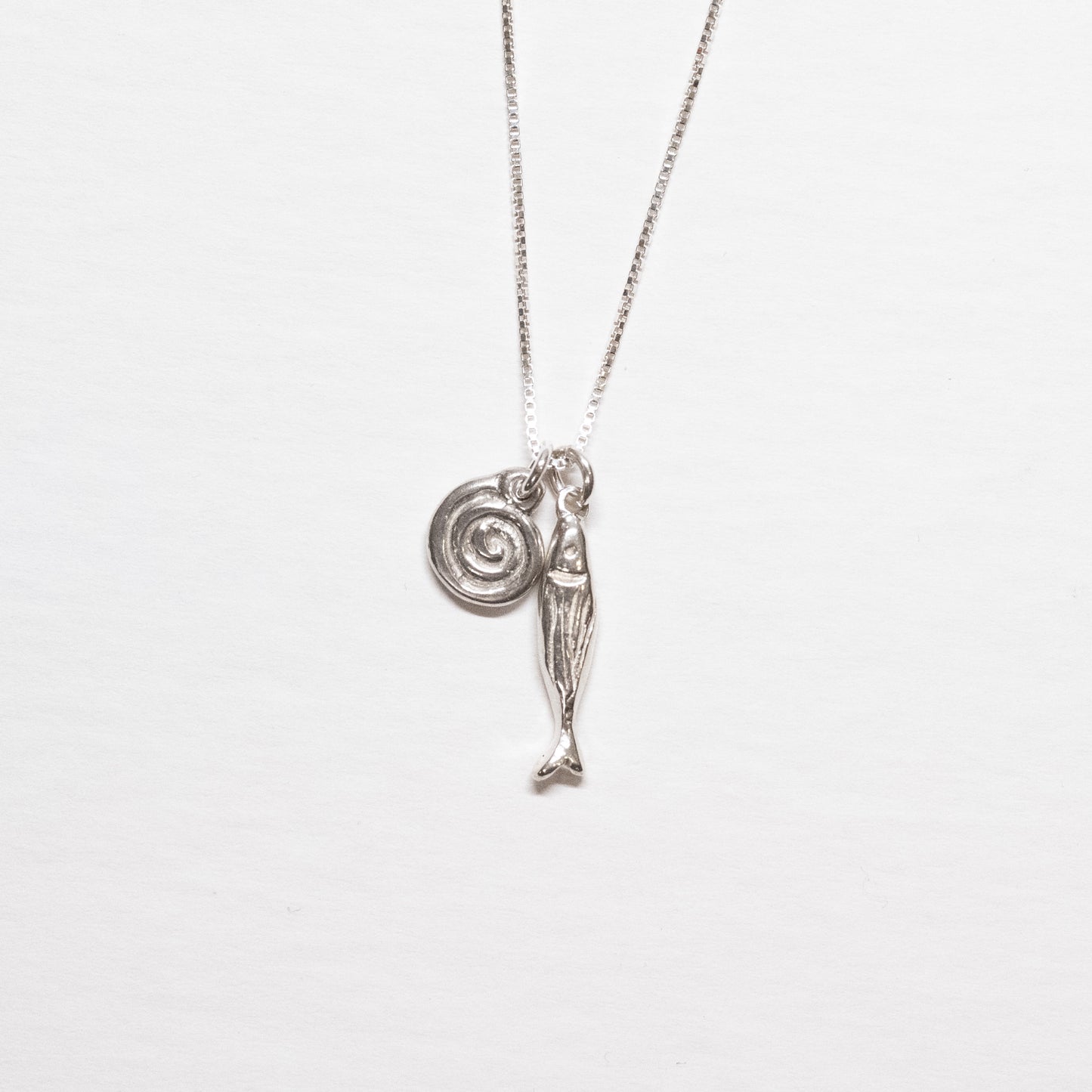 Fish + Spiral Charm Cluster Necklace