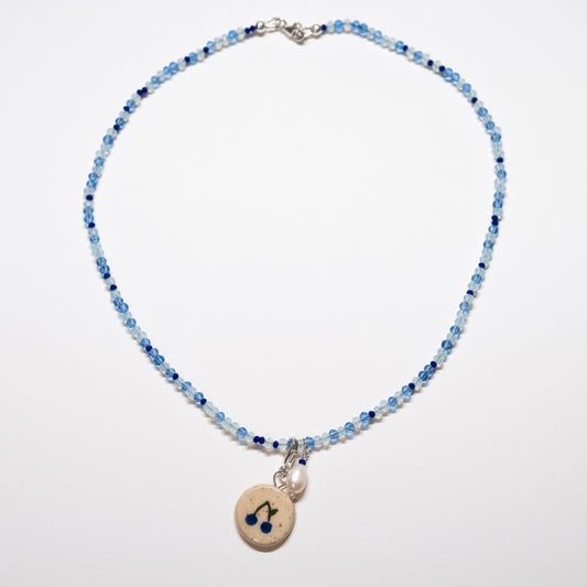 Beaded Ceramic Cherry Charm Necklace