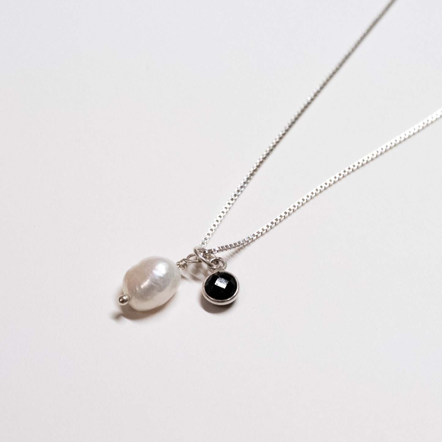 Pearl Pendant Necklace with Black Onyx
