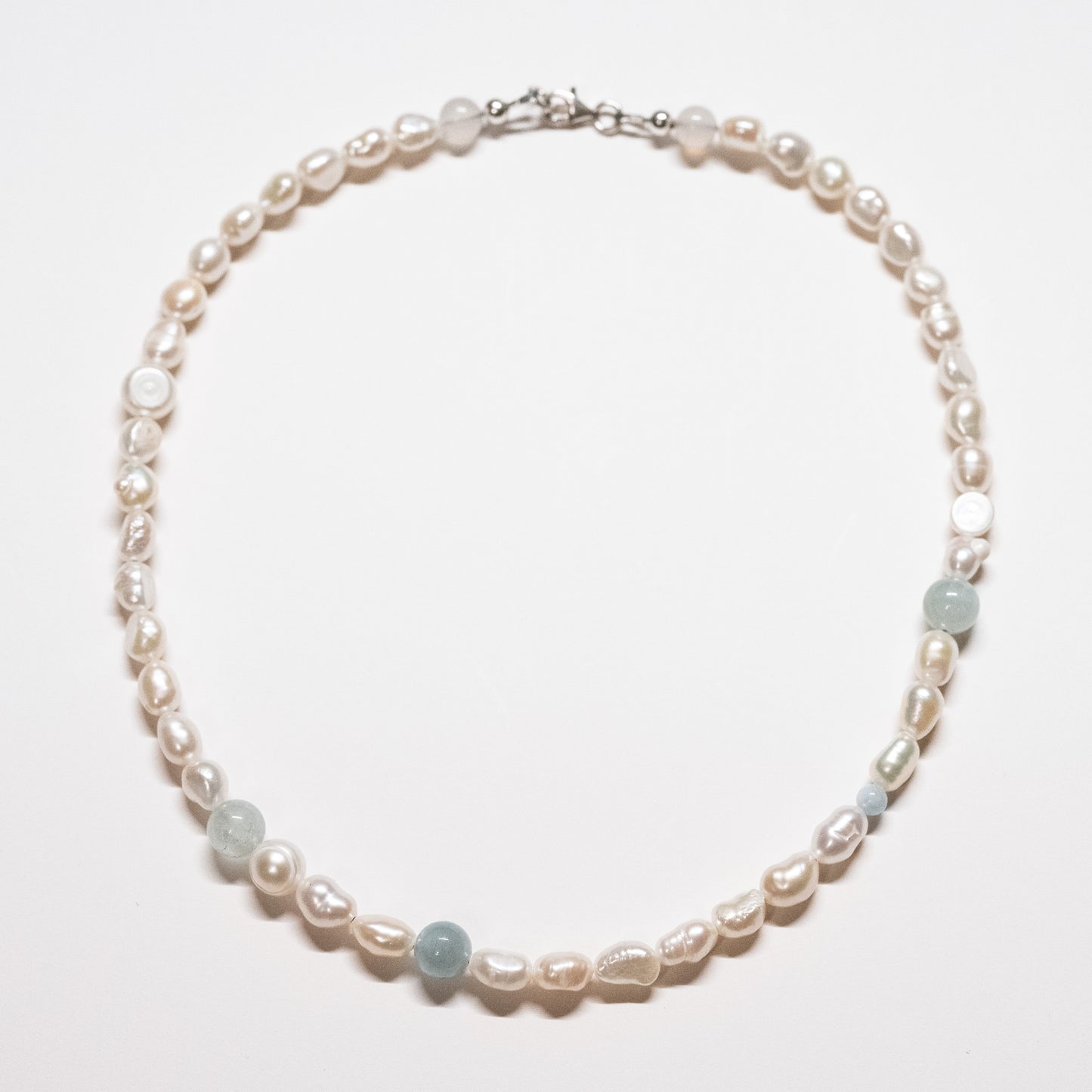 Asymmetrical Pearl Necklace - Aquamarine