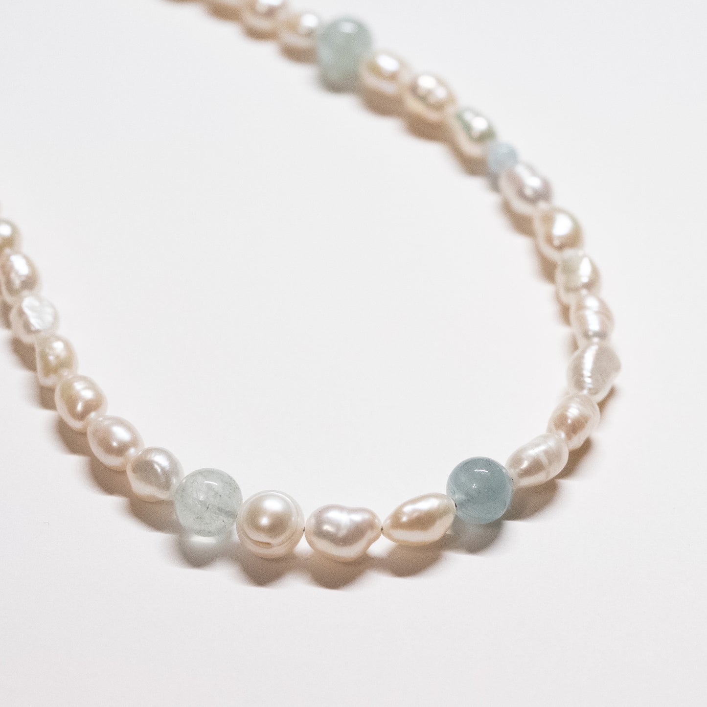 Asymmetrical Pearl Necklace - Aquamarine