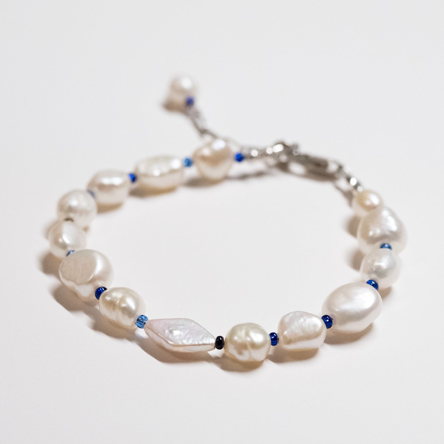 Pearl Bracelet - Blue Beads with Diamond Pearl