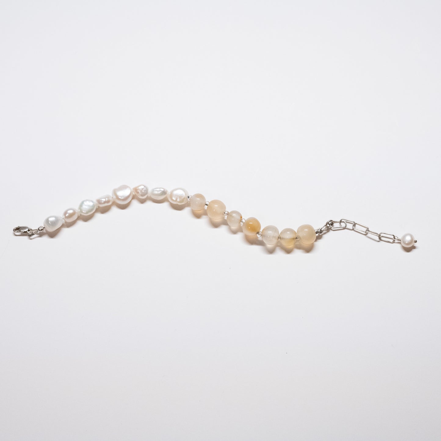 Half-half Bracelet - Agate + Pearl