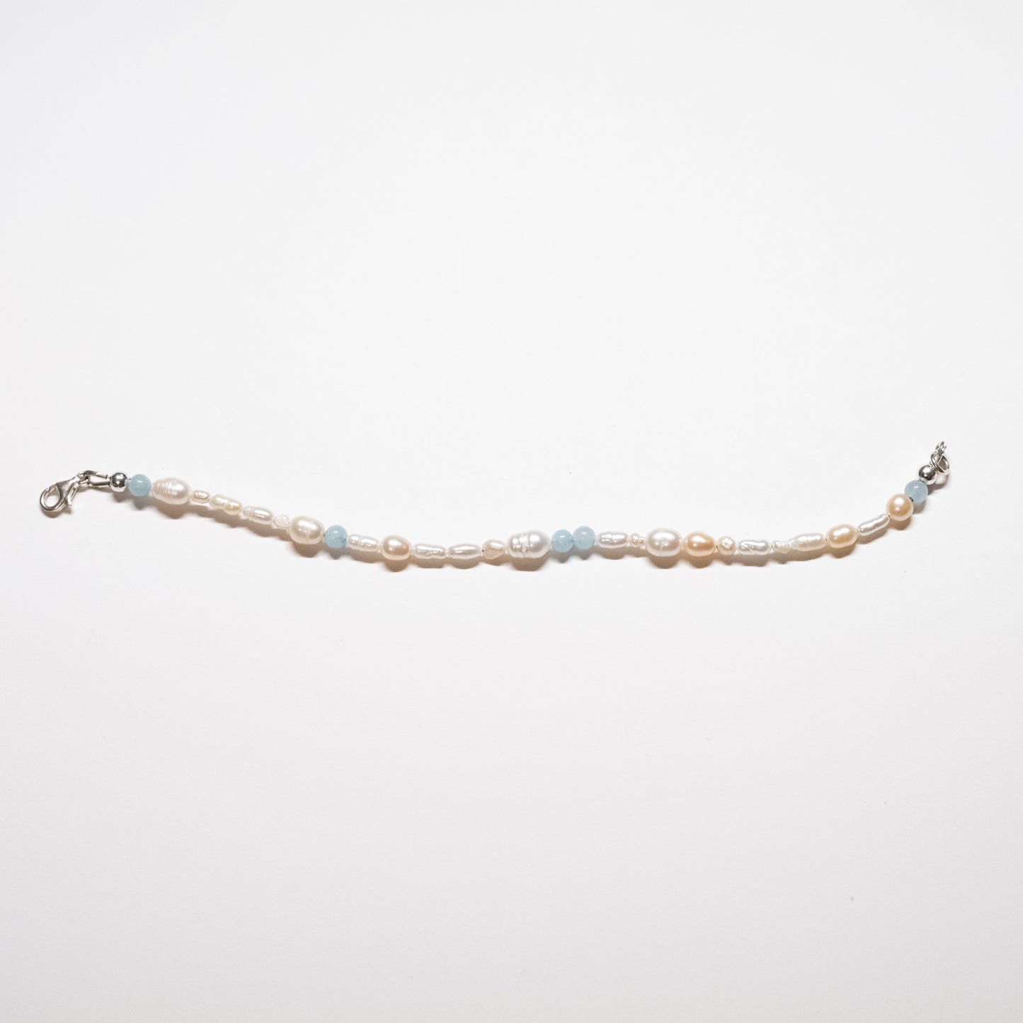 Rice Pearl + Aquamarine Bracelet
