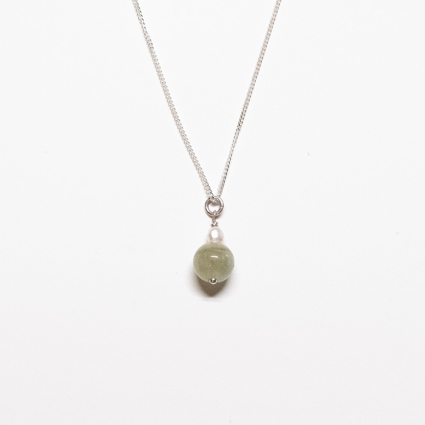 Aquamarine + Rice Pearl Pendant Necklace
