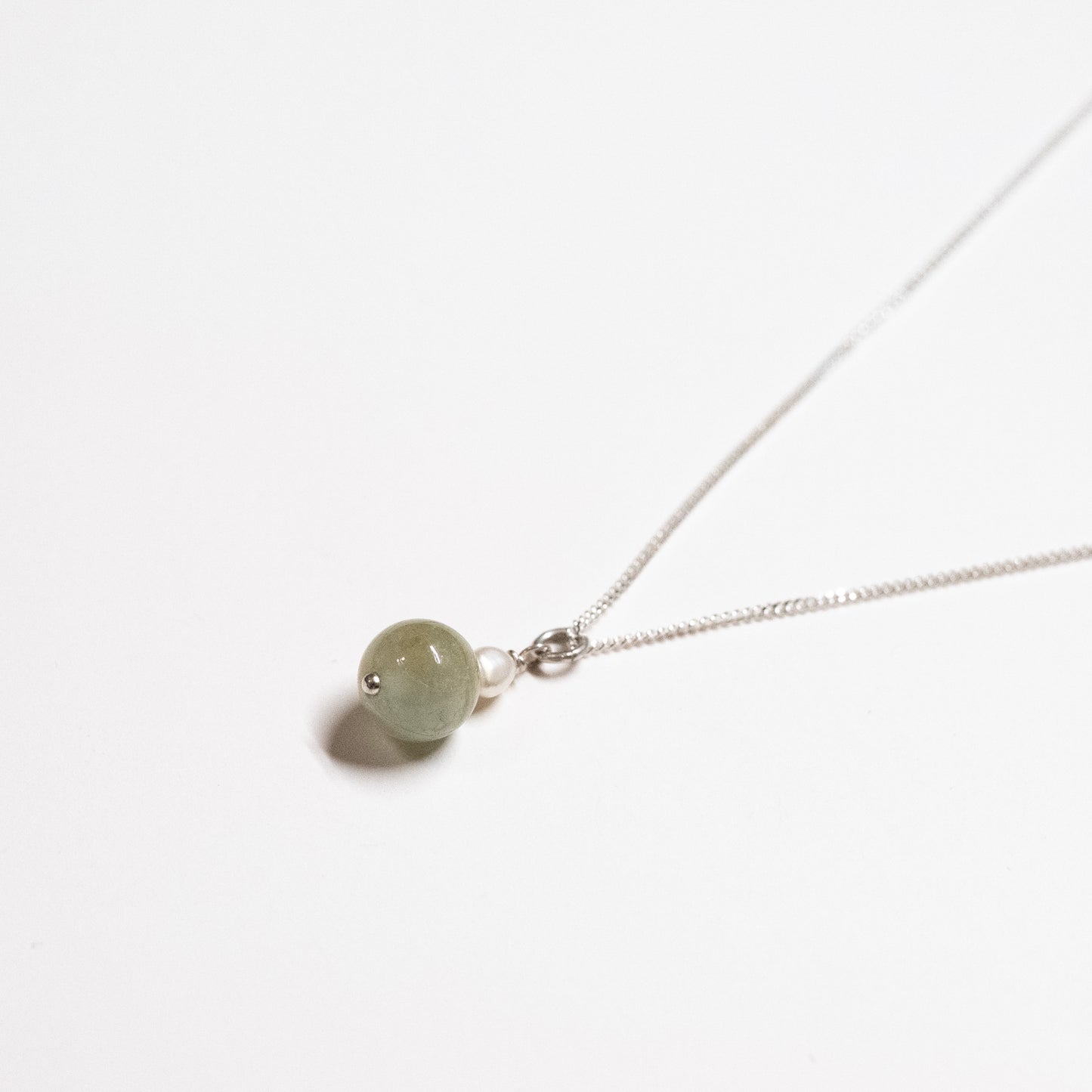 Aquamarine + Rice Pearl Pendant Necklace