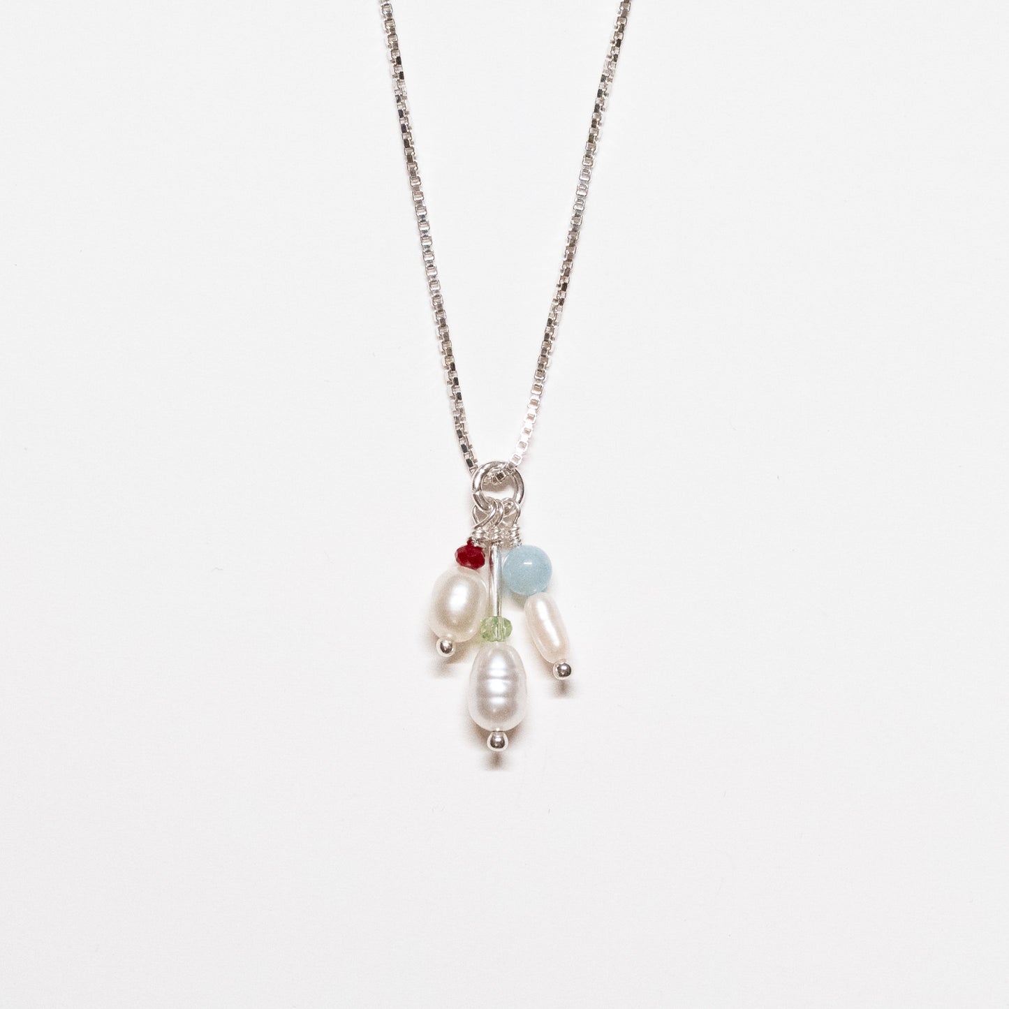 Pearl + Gemstone Cluster Necklace
